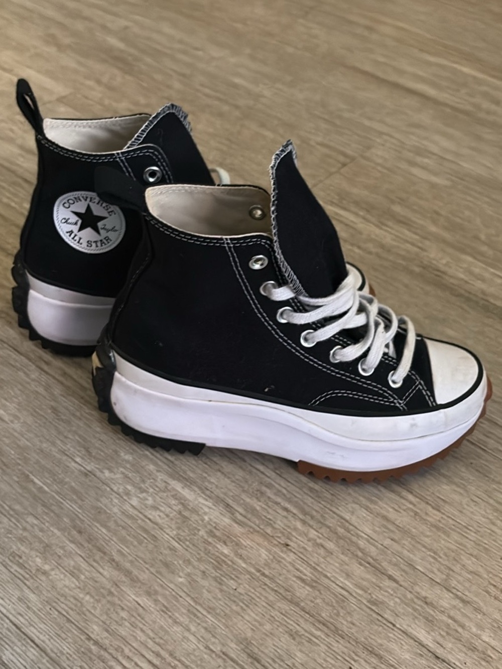 Converse Kids Platform Black and White High-Top Canvas Sneakers - Picture 3 of 4